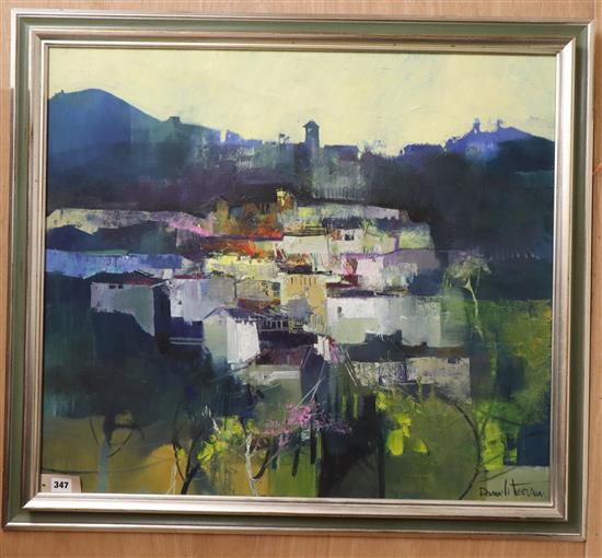 Danielle Trevison, oil on canvas, Paesaggio, mediterranean town scene, 68 x 78cm